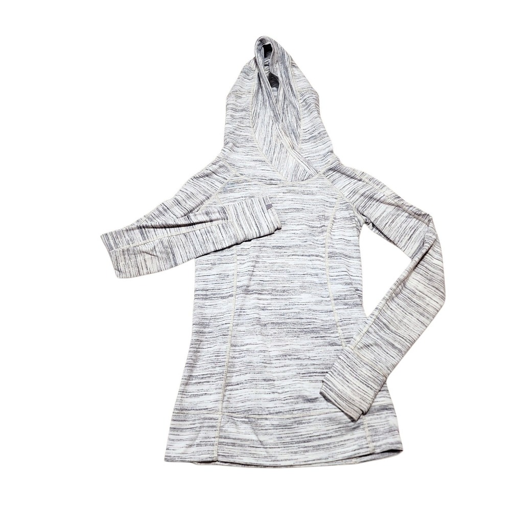 Lululemon Rest Less Hoodie Women Size 2 Gray Space Dye Pullover Workout Top‎